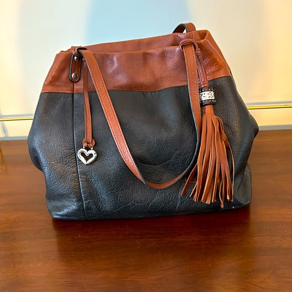 Brighton Bag black leather purse with brown trim - Picture 5 of 5